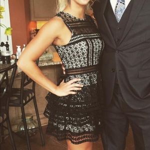 Little black lace ruffled dress